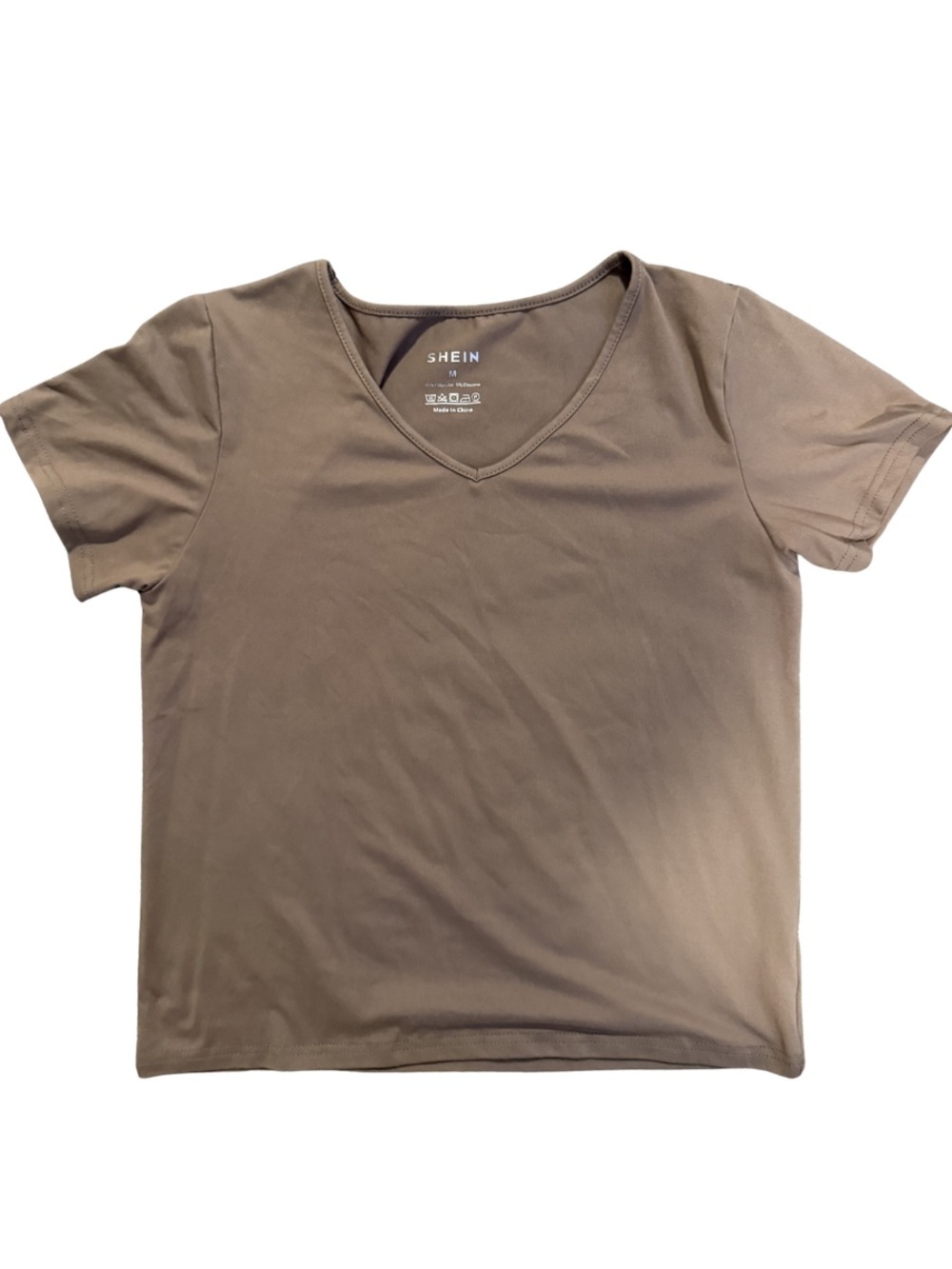 Women's V-Neck Short Sleeve Top in Taupe